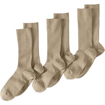 Men's Lands' End Seamless-Toe Cotton 3-Pack Dress Socks