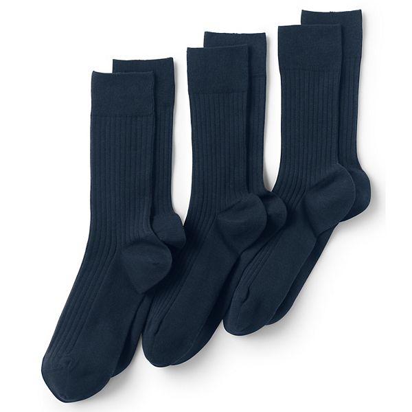 Men's Lands' End Seamless-Toe Cotton 3-Pack Dress Socks