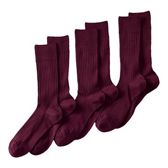 Men's Lands' End Seamless-Toe Cotton 3-Pack Dress Socks