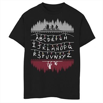 Boys 8-20 Netflix Stranger Things Alphabet Lights Graphic Tee