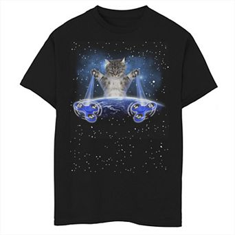 Boys 6-20 Fifth Sun Spinner Cat In Space Over Earth Graphic Tee