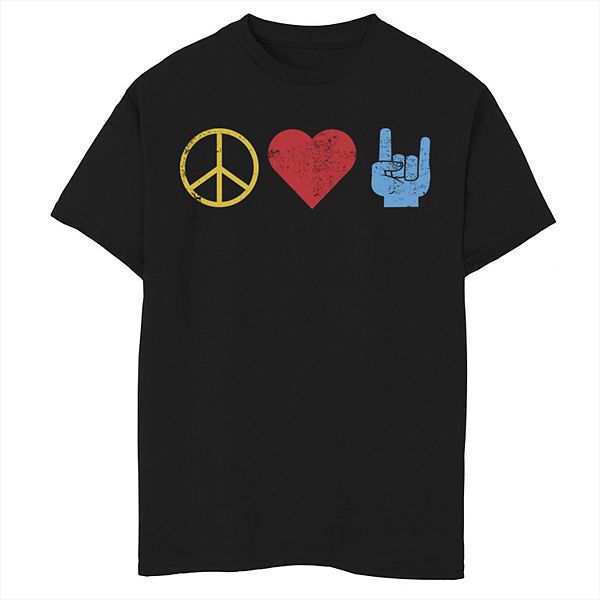 Boys 8-20 Fifth Sun Peace Love & Rock N' Roll Symbols Graphic Tee