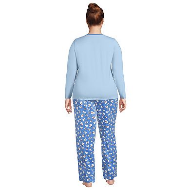 Plus Size Lands' End Knit Pajama Top & Pajama Pants Sleep Set