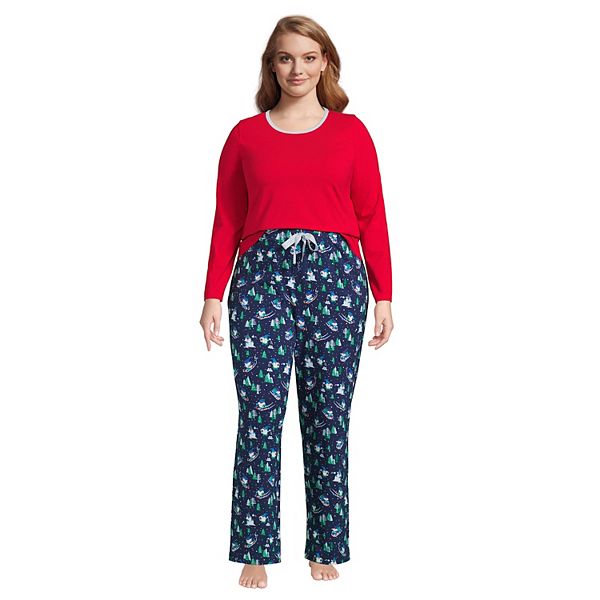 Plus Size Lands' End Knit Pajama Top & Pajama Pants Sleep Set