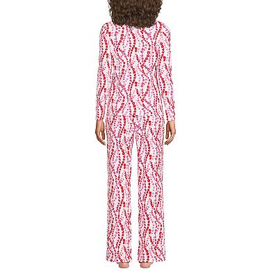 Women's Lands' End Knit Long Sleeve Pajama Top & Pajama Pants Sleep Set