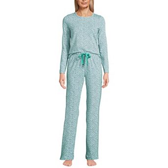 Women's Lands' End Knit Long Sleeve Pajama Top & Pajama Pants Sleep Set