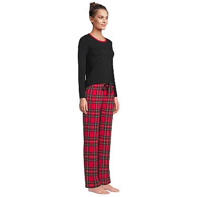 Petite Lands' End Women's Knit Long Sleeve Pajama Top & Pajama Pants Sleep Set