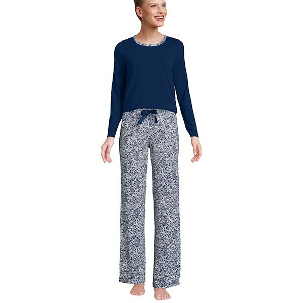 Petite Lands' End Women's Knit Long Sleeve Pajama Top & Pajama Pants