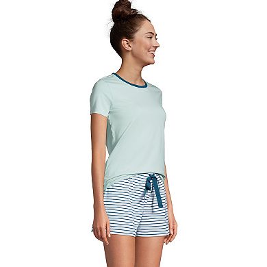 Women's Lands' End Knit Pajama Tee and Pajama Shorts Sleep Set