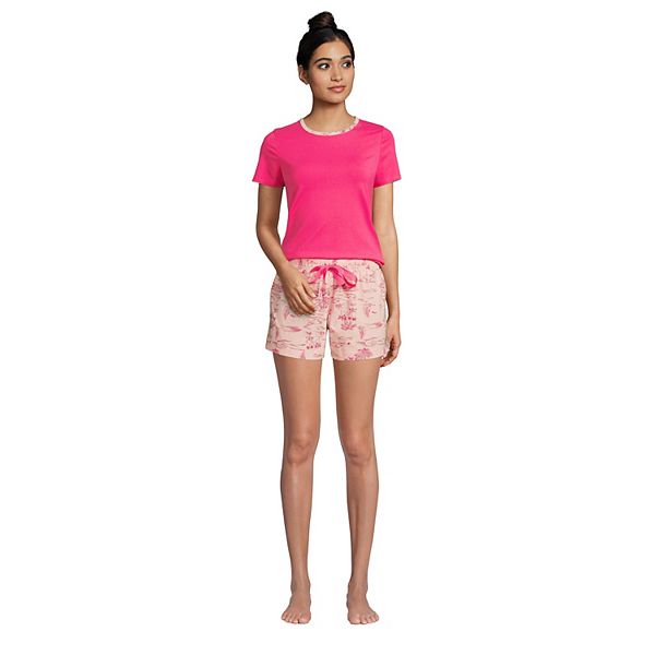 Women's Lands' End Knit Pajama Tee and Pajama Shorts Sleep Set