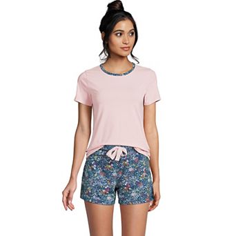 Women's Lands' End Knit Pajama Tee and Pajama Shorts Sleep Set