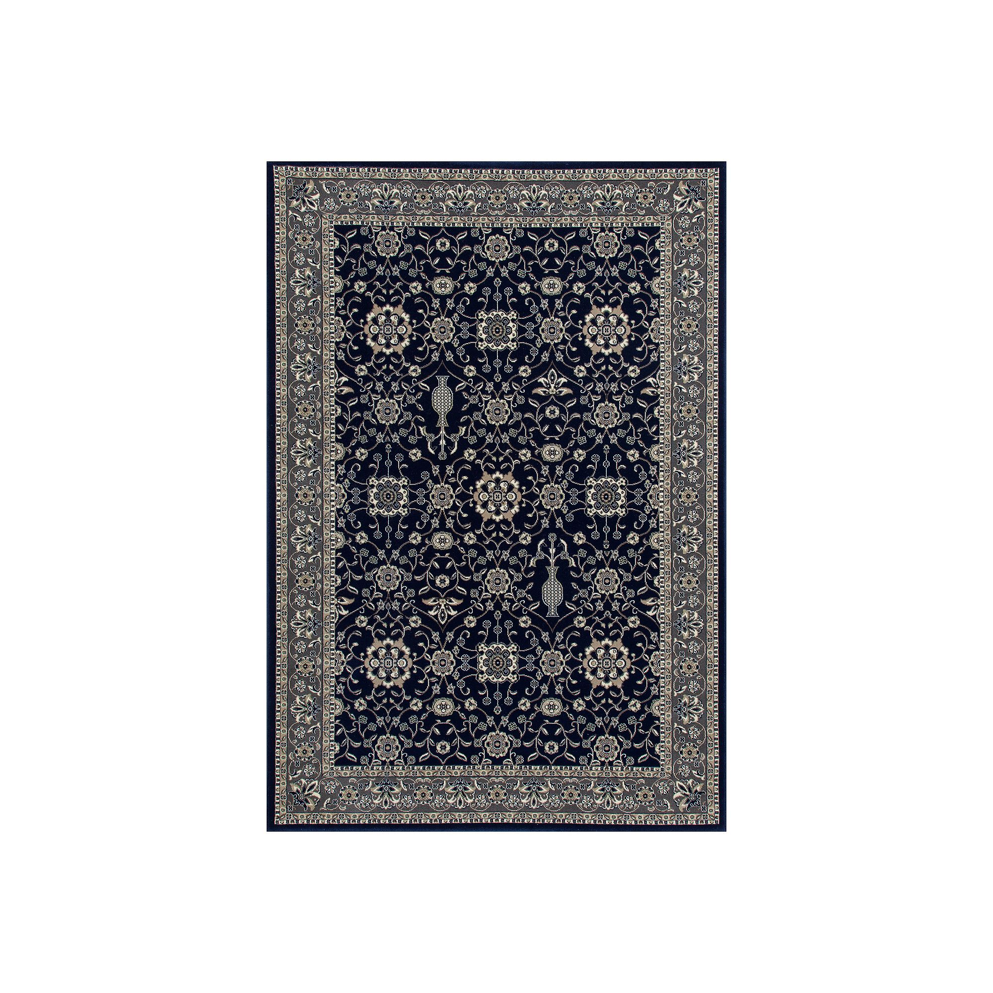 Art Carpet Kennidome Serene Border Navy Rug, Navy Gray Beige