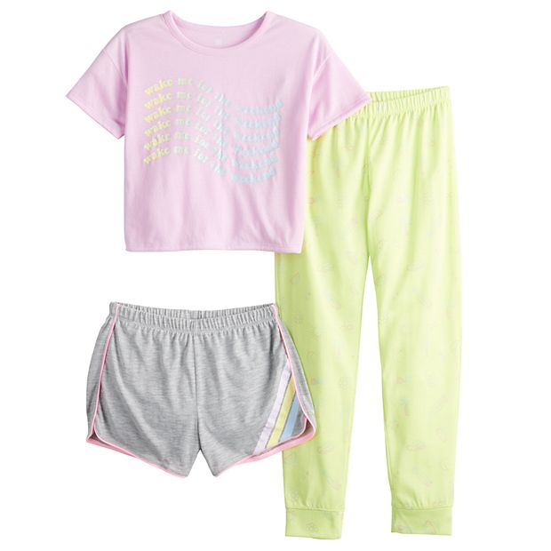 Girls 6 18 SO Tee Shorts Jogger Pants Pajama Set in Regular