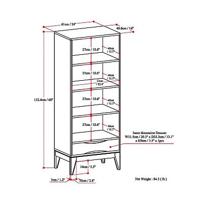 Simpli Home Harper 4-Shelf Bookcase