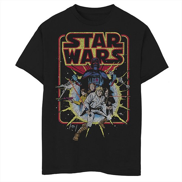 Boys 8 20 Star Wars Classic Vintage Comic Book Cover Graphic Tee 8614