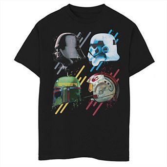 Boys 8-20 Star Wars Vader Trooper Fett Rebel Helmets Paint Graphic Tee