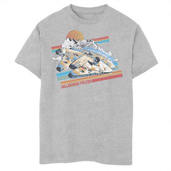 Boys 6-20 Star Wars Millennium Falcon Retro Stripes Graphic Tee