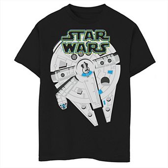 Boys 6-20 Star Wars Millennium Falcon Neon Colors Simple Graphic Tee