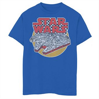 Boys 6-20 Star Wars Millennium Falcon Outline Checkerboard Portrait Graphic Tee