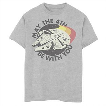 Boys 8-20 Star Wars Millennium Falcon May The 4th Be With You Retro Graphic Tee