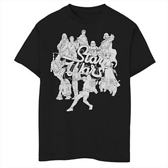 Boys 8-20 Star Wars Classic Group Shot Sketched Graphic Tee
