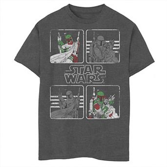 Boys 6-20 Star Wars Boba Fett Four Square Poses Graphic Tee