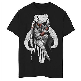 Boys 8-20 Star Wars Boba Fett Mandalorian Skull Graphic Tee