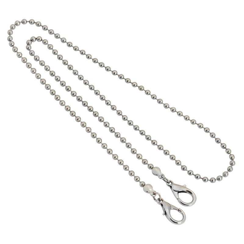 1928 Stainless Steel Ball Chain Mask Holder, Womens, Size: 22, Grey