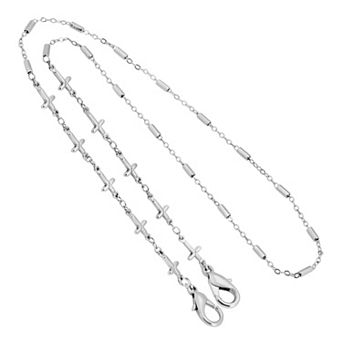 1928 Silver Tone Cross Chain Mask Holder