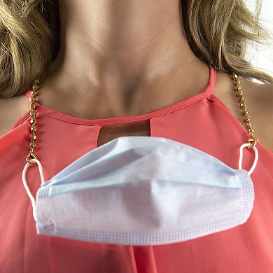 1928 Silver Tone Cross Chain Mask Holder