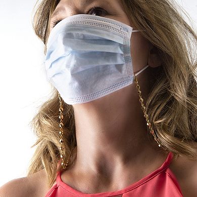 1928 Gold Tone Figaro Chain Mask Holder