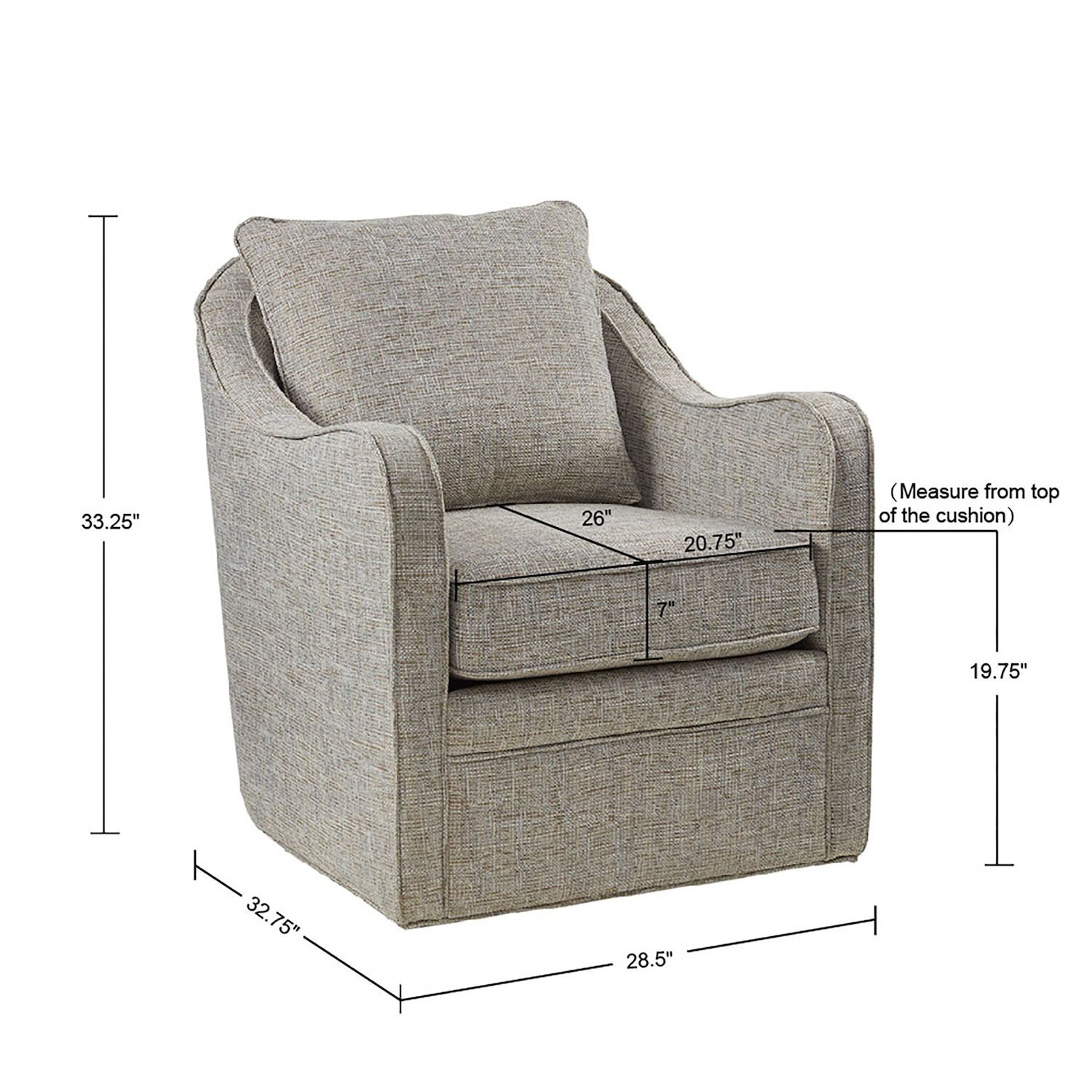 Madison Park Betty Wide Seat 360 Degree Swivel Accent Chair