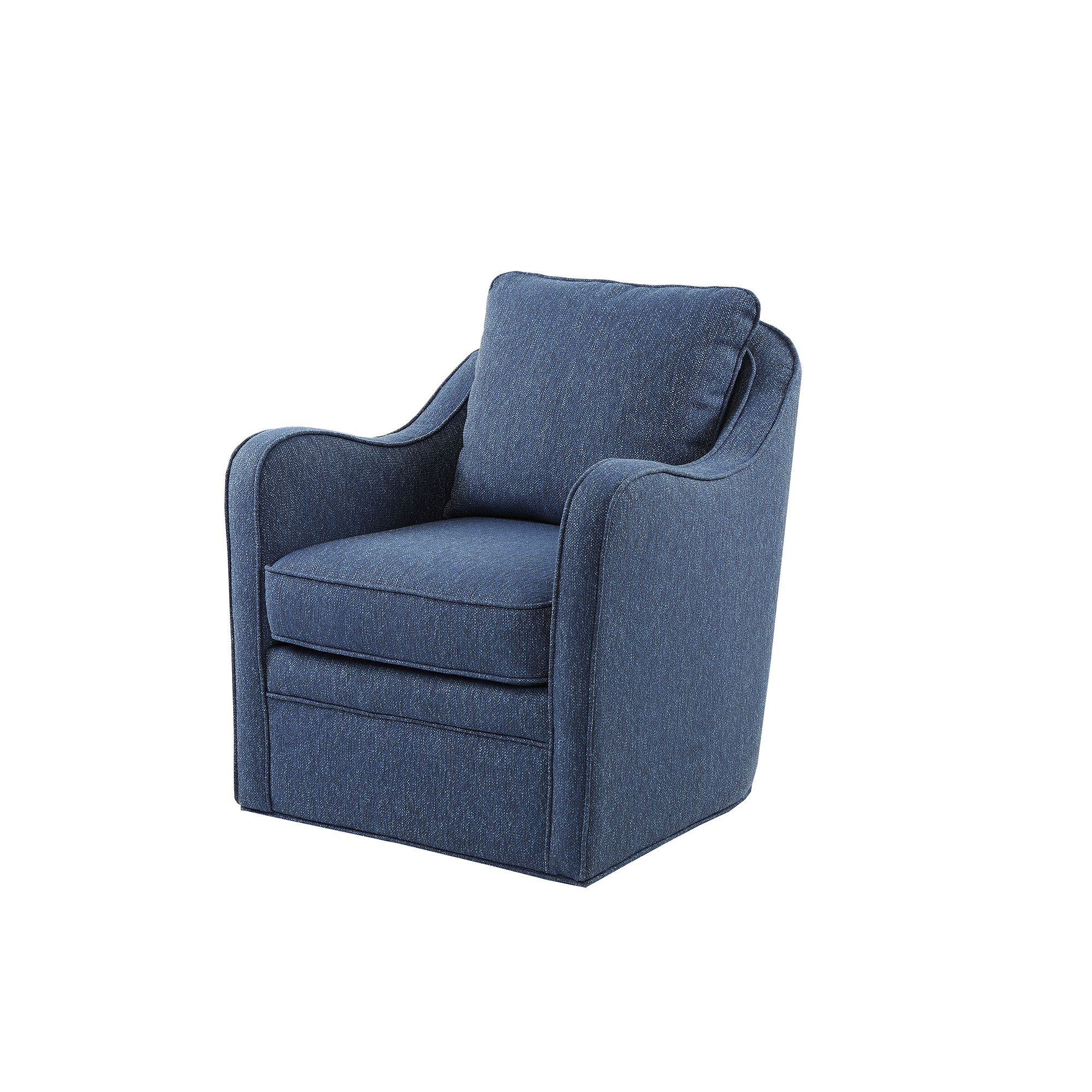 Madison Park Betty Wide Seat 360 Degree Swivel Accent Chair, Blue