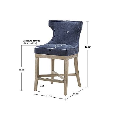 Madison Park Fillmore 25.25" Wingback Counter Stool with 360 Degree Swivel Seat