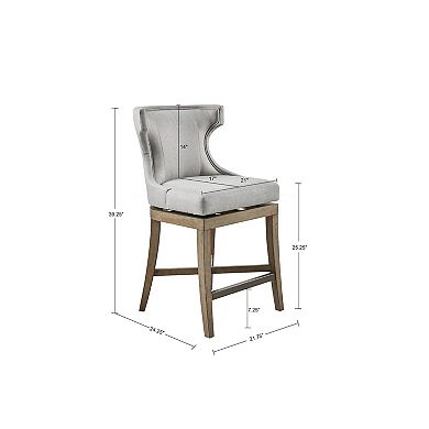 Madison Park Fillmore 25.25" Wingback Counter Stool with 360 Degree Swivel Seat
