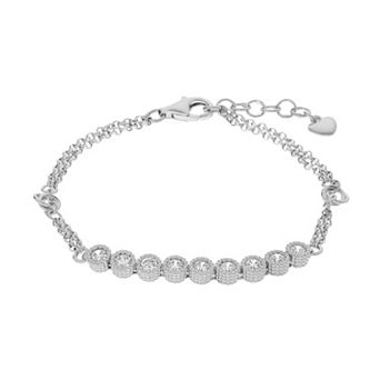 Sterling Silver Cubic Zirconia Double Chain Bracelet
