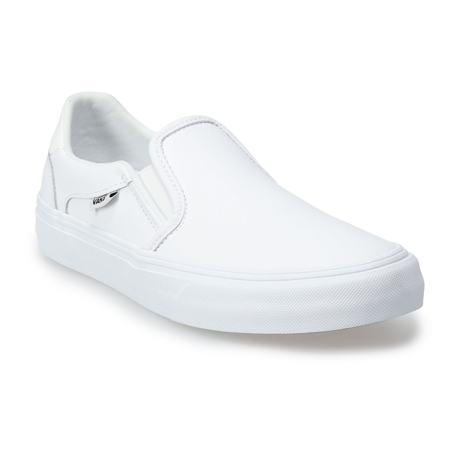 white slip on vans in store