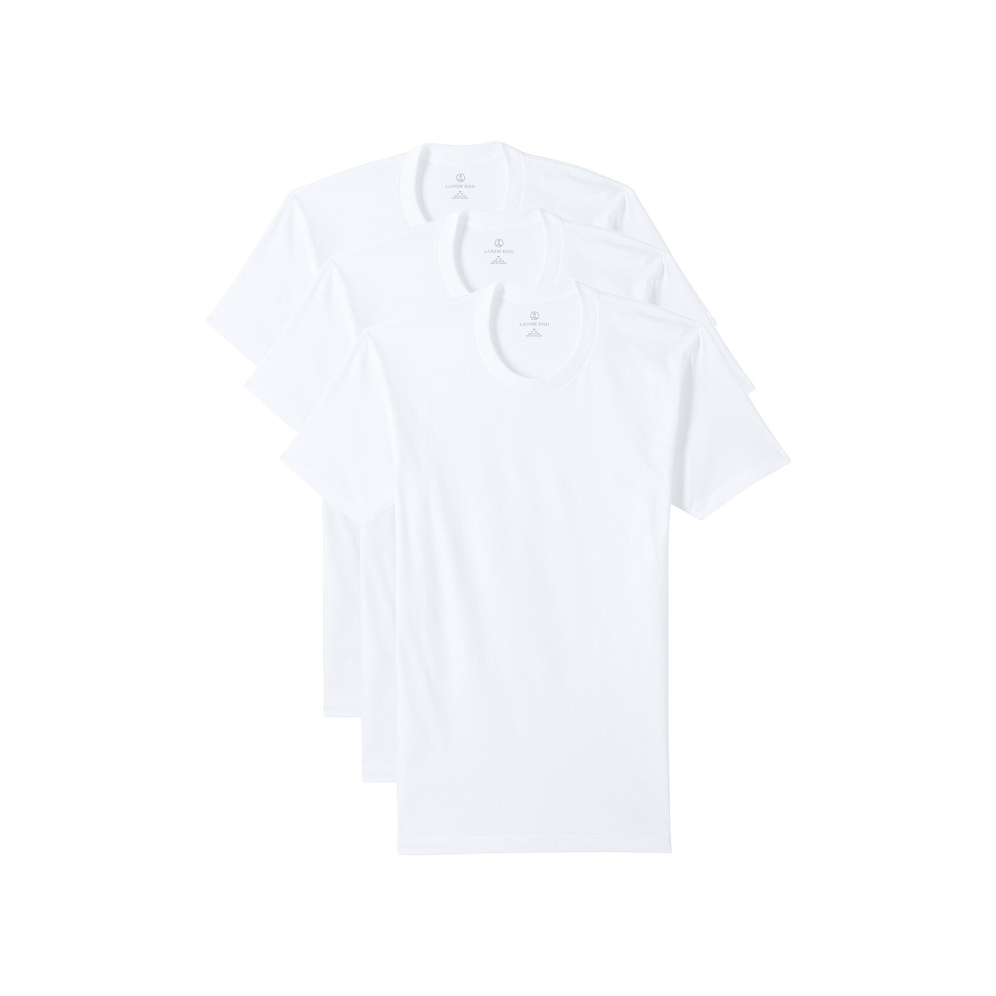 Big & Tall Lands End Crewneck 3-Pack Undershirt Tees, Mens, Size: 3XL, Wh