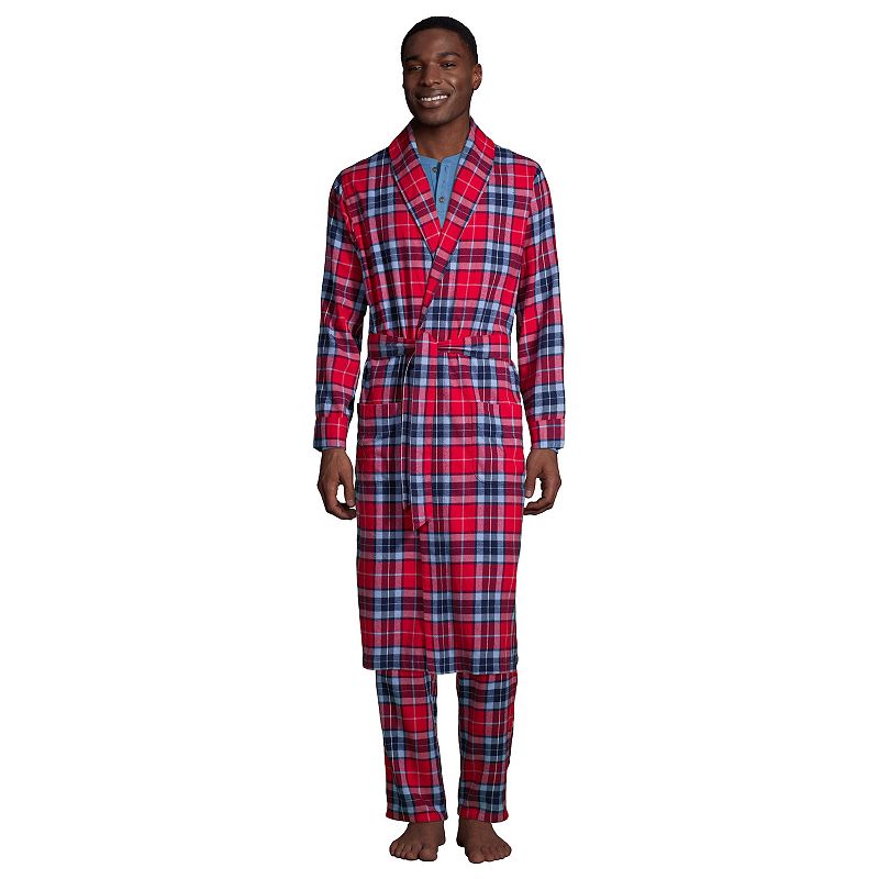 30717973 Mens Lands End Flannel Robe, Size: Small, Dark Red sku 30717973