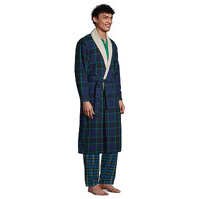 Men's Lands' End Sherpa-Lined Flannel Robe