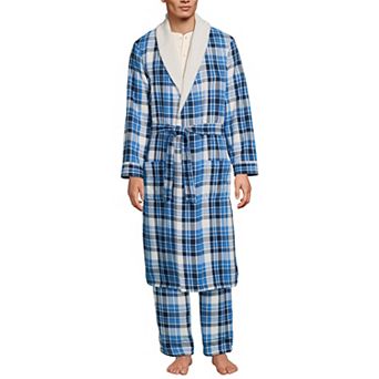 Men's Lands' End Sherpa-Lined Flannel Robe
