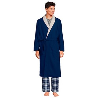 Men's Lands' End Sherpa-Lined Flannel Robe