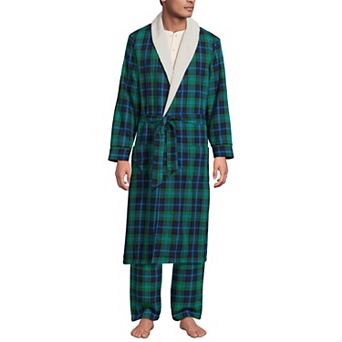 Men's Lands' End Sherpa-Lined Flannel Robe