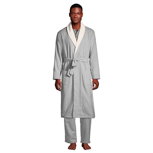 Men's Lands' End SherpaLined Flannel Robe