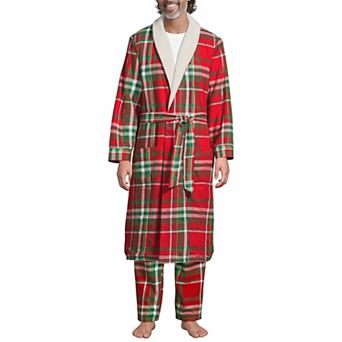Men's Lands' End Sherpa-Lined Flannel Robe