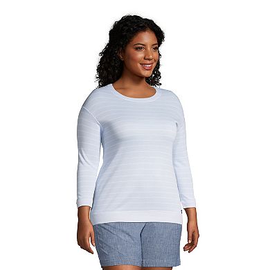 Women's Lands' End Reversible Striped 3/4-Sleeve Top