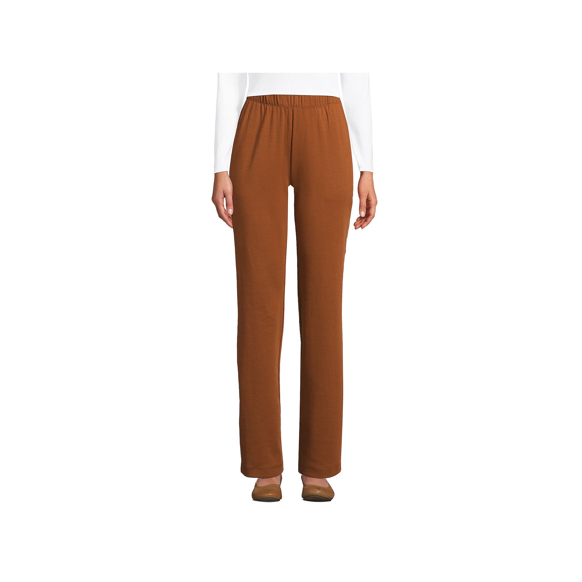 Womens Lands End Sport Knit High Waist Pants, Size: Small, Dark Caramel