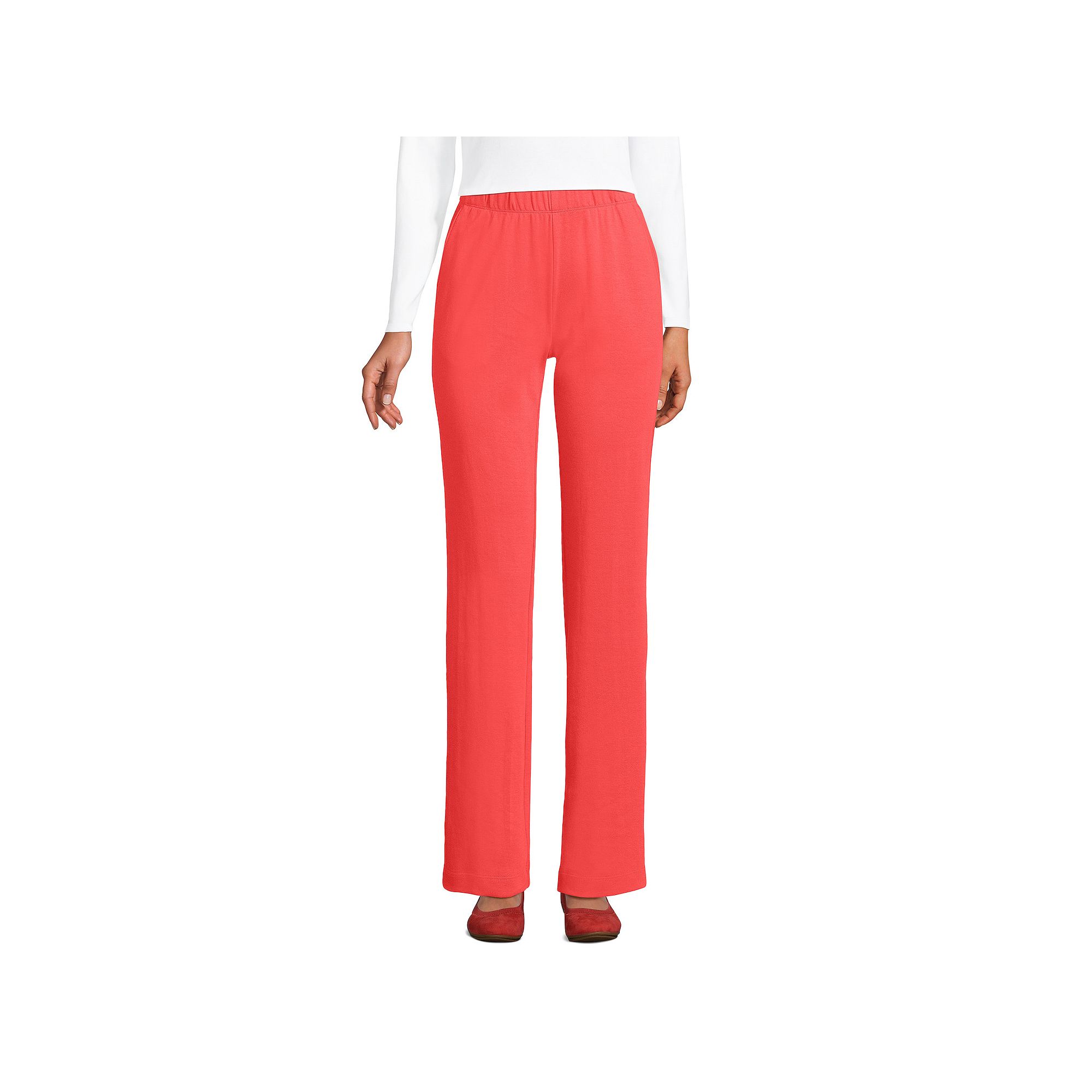 Womens Lands End Sport Knit High Waist Pants, Size: XL Tall, Red Desert