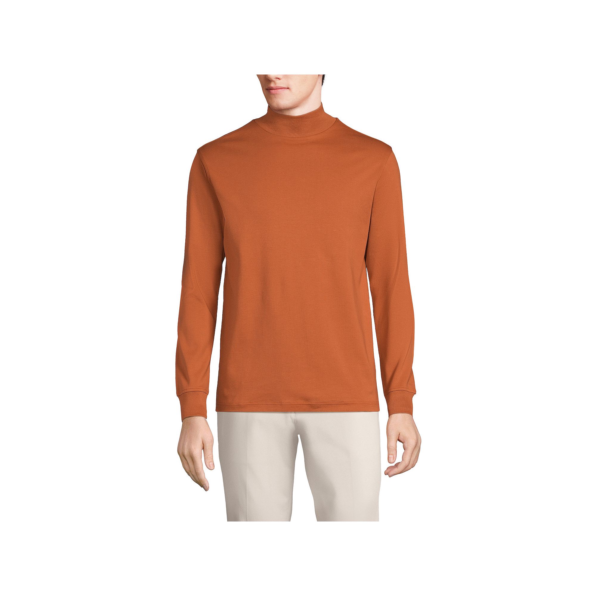 Lands End Mens Super Soft Supima Mock Turtleneck, Size: Large, Fresh Red
