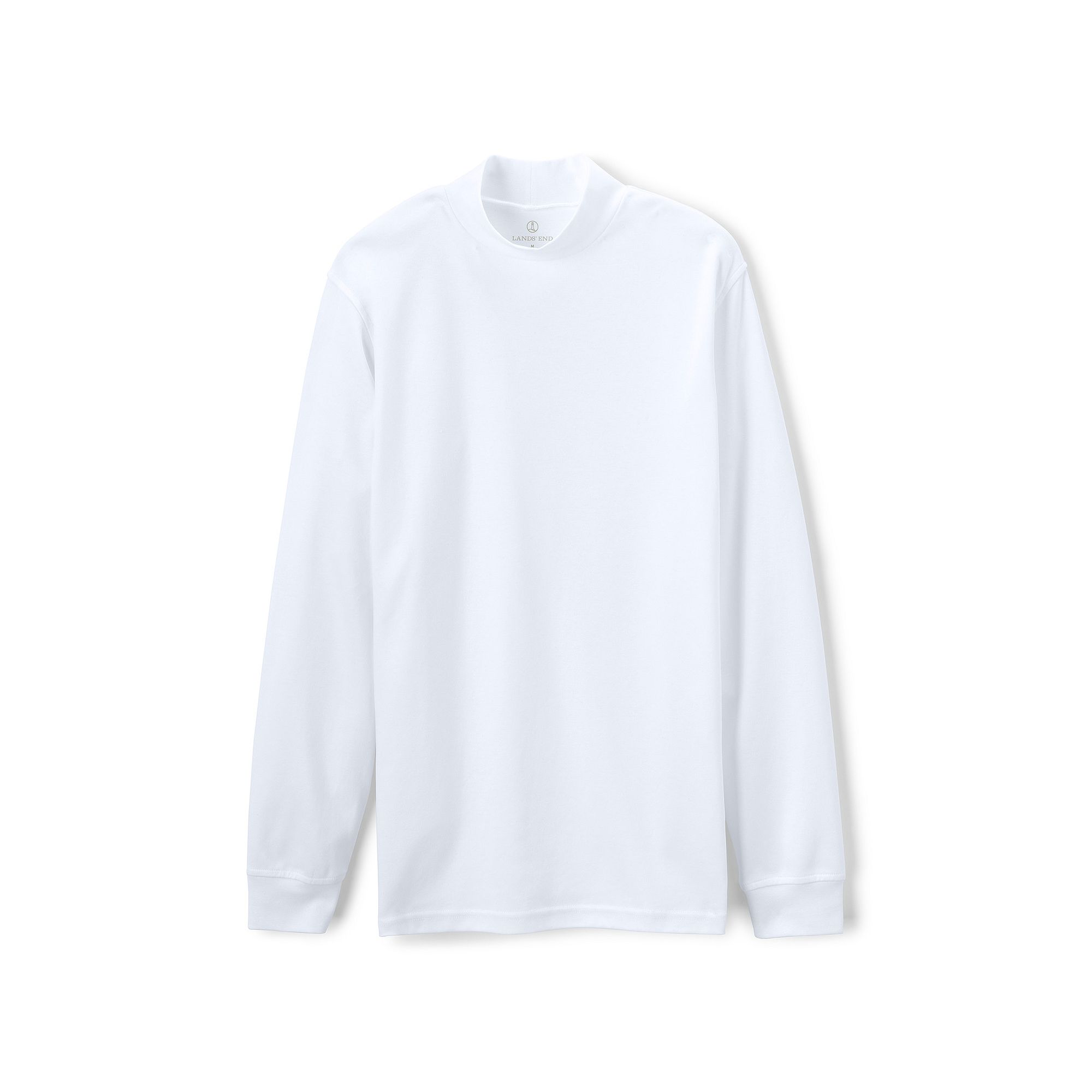 Lands End Mens Super Soft Supima Mock Turtleneck, Size: Small, White